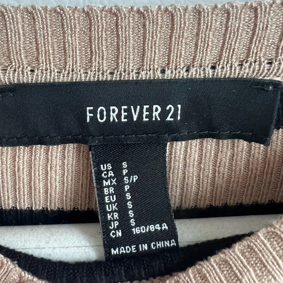 CLEARANCE Women’s Small Cropped Striped Black and Tan Sweater - Picture 6 of 10